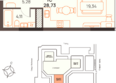 Западный проспект 82, Аврора: Планировка Студия 28,73 м²
