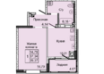 Донской: Планировка 1-комн 39,37 м²