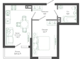 Флора, 3 этап литера 4: Планировка 1-комн 37,9 м²