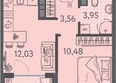 Клубный квартал «Друзья», лит 7: Планировка 1-комн 31,68 м²