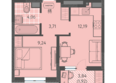 Теплые края, литер 8: Планировка 1-комн 31,12 м²