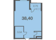 Каравелла Португалии, литера 5: Планировка 1-комн 38,4 м²