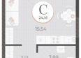 Моренуар, литер 22: Планировка Студия 24,16 м²