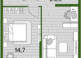 ДОГМА ПАРК, литера 3: Планировка 1-комн 48,3 м²