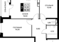 СМАРТПОЛЕТ, литер 10.1: Планировка 2-комн 58,9 - 59,3 м²
