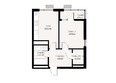 Альпина: Планировка 1-комн 40,84 м²