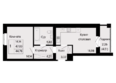 Курортный квартал Ривьера, I оч: Планировка 1-комн 44,78 м²