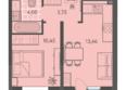 Теплые края, литер 6: Планировка 1-комн 33,65 - 34,55 м²