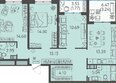 Друзья, литера 2: Планировка 3-комн 83,43 м²