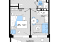 Мореград: Планировка 2-комн 42,1 м²