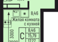 Ботаника Хиллс, лит 3: Планировка Студия 17,27 м²