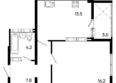 Поэма: Планировка 1-комн 45,2, 45,3 м²