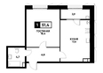Основа, литер 4: Планировка 1-комн 51,4 м²