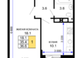 Дыхание, литер 29: Планировка 1-комн 36,6 м²