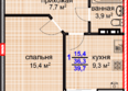 Суворов, дом 1: Планировка 1-комн 39,7 м²