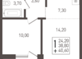 Югге, литера 1: Планировка 1-комн 40,6 м²