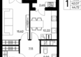 Столица: Планировка 1-комн 44,72, 44,75 м²