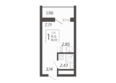 Кислород, корпус 10: Планировка 1-комн 18,09 м²