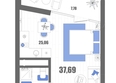 Мойнако Резорт: Планировка Номер 37,69, 37,96 м²
