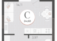 Моренуар, литер 23: Планировка Студия 24,68 м²