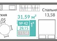 Благо: Планировка 1-комн 29,15 м²