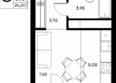 Прибрежный дом: Планировка Студия 24,2, 24,32 м²