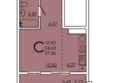 Фрейм, 11А: Планировка Студия 27,36 м²