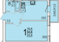 Дарград, литера 40: Планировка 1-комн 34,6 м²