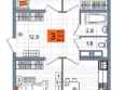 САРМАТ, литера 2: Планировка 3-комн 84,4 м²