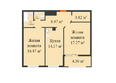 Кубанский, литера 5.1: Планировка 2-комн 67,89 м²
