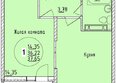 Друг, литера 3: Планировка 1-комн 37,65 м²
