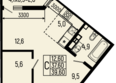 Звезды, литер 11: Планировка Студия 39,6 м²