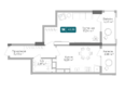 Золотой Берег, литер 3: Планировка 1-комн 43,31, 43,38 м²