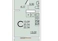 Фрейм, 11А: Планировка Студия 22,36 м²