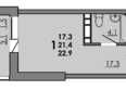 Грей, кв-л 11-2: Планировка Студия 22,9 м²