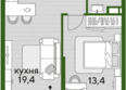 ДОГМА ПАРК, лит 17: Планировка 1-комн 40,6 м²