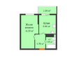 Южане, 4 очередь литера 4: Планировка 1-комн 35,6 м²