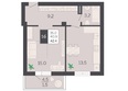 Курортный, этап 1, корпус 1: Планировка 1-комн 42,4 м²