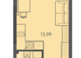 Теплые края, литер 5: Планировка Студия 24,43 м²