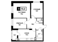 Кварталы 17/77, литер 18.1: Планировка 3-комн 72,2 м²