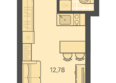 Теплые края, литер 9: Планировка Студия 22,06 м²