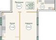 Первый: Планировка 1-комн 40,9 м²