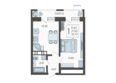 Небо, литера 1: Планировка 1-комн 39,7 м²