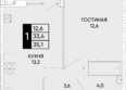 Левобережье, литер 10: Планировка 1-комн 35,1 м²