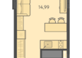 Теплые края, литер 8: Планировка Студия 23,4 м²