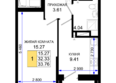 Октябрь Парк, 2.1: Планировка 1-комн 33,76 м²