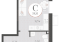 Моренуар, литер 20: Планировка Студия 23,22 м²