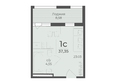 Ботаника, сек 1-2: Планировка 1-комн 37,35 м²