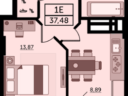 Продается 1-комнатная квартира ЖК Легенда Ростова, литер 13, 37.48  м², 4984840 рублей