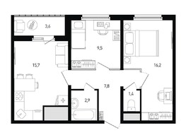 Продается 2-комнатная квартира ЖК 5 элемент Аске, лит 5-11 стр.2, сек.5,6, 55.3  м², 5607420 рублей